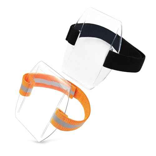 Arm Badge Holder Armband with Adjustable Strap IDs Cards Sleeve Plastic Name Label Badge Holder for Work Pass Universal Armband Wristband Pouch Sleeve