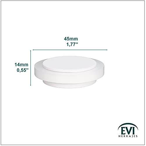 EVI Herrajes | Adhesive Door Stop | ¨ª1.75" X 0.55" | Stainless Steel Body | White Finish | White Natural Silicone Rubber | Mod. I-203X12BL