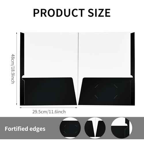60 Pack 2 Pocket Glossy Paper Folders for Letter Size Papers in Glossy Laminated Bulk Presentation Portfolio Folders for Office, School, Teacher (Black)
