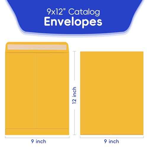 25 Pack 9 x 12 Catalog Mailing Envelopes, Self-Seal Brown Kraft Manilla Envelopes Letter Size for Mailing, Organize, storage, Home, Office Business