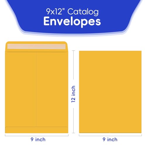 FloraSea 25 Pack 9 x 12 Self-Sealing Brown Catalog Envelopes - Manilla Mailing Supplies