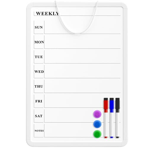 MaxGear Vertical Weekly Dry Erase Calendar Board 11x17 Wall Planner with Markers