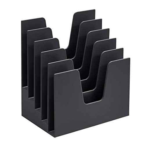 Acrimet 5 Section Incline File Sorter Organizer, Mail, Folder, Letter Desk Organizer, Rack for Office Organization Desktop (Plastic) (Black Color)