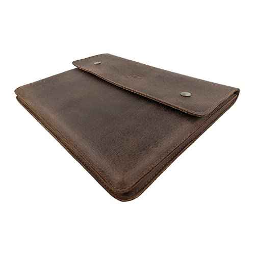 Document Folder Holder, Minimalist Flat Portfolio, Professional Case, Office & Work Essentials, Full Grain Leather and Sheepskin, Handmade, Bourbon Brown