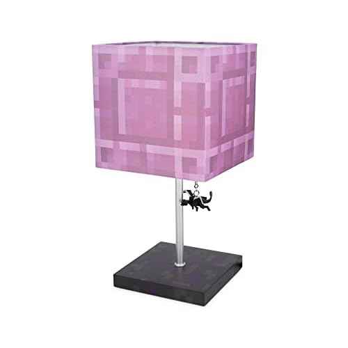 Minecraft Nether Portal Desk Lamp with Ender Dragon Pull | Nightstand Table Lamp with LED Mood Light for Bedroom, Desk, Living Room, Playroom | Home Decor Kids Room Essentials | Video Game Gifts