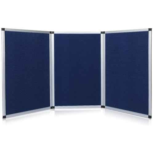 Sherr 3 Panel Trade Show Presentation Board, 72 x 35.3 inches Tri Fold Display Board, Single Sided Tabletop Display, Folding Panel for Trade Show Table Top (Blue)