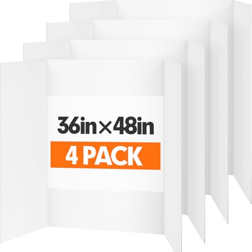 TUXITA 4 Pack Trifold Poster Boards 36x48 Inches White Presentation Display