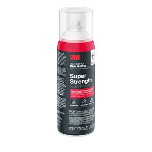 3M Super 77 Multi-Surface Spray Adhesive, 7.35 oz., Low VOC, Quick Bond, Fast Drying, Clear Finish for Foil, Foam, Paper, Metal, Plastic, Fabric, and Cardboard (77-10-NAT)