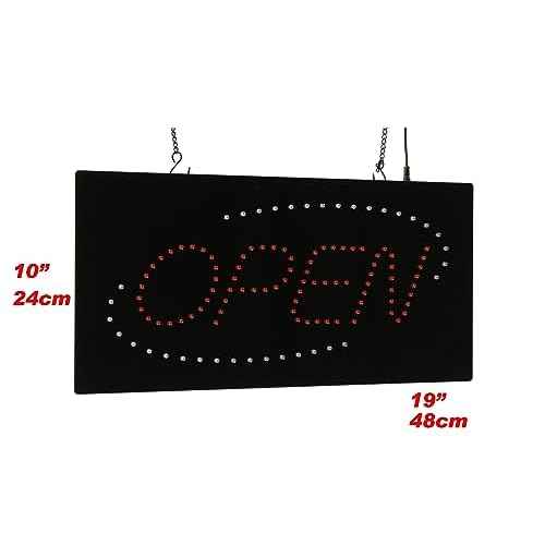 Open Sign with blue oval, 19"x10", 48x24cm, TOPKING, LED, Neon, Florescent, Signage, Signboard, Display, Billboard, Screen, Grand Opening, Gift