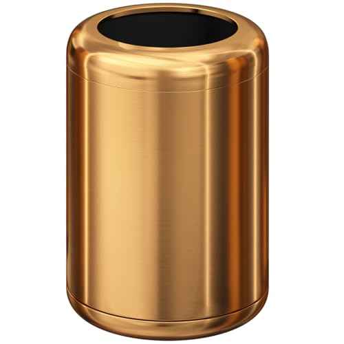 8L/2.1gal Open Top Garbage Can,Brushed Gold Trash Can,Brass Trash Can for Bathroom,Powder Room,Bedroom,Office (Rose Gold)