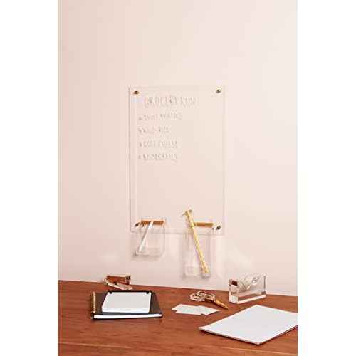 russell+hazel Acrylic Wall Memo Board, Home and Work Office Supplies, 15.75¡± W x 24¡± L x 0.25¡± H, with 2 Markers, Clear (62858)