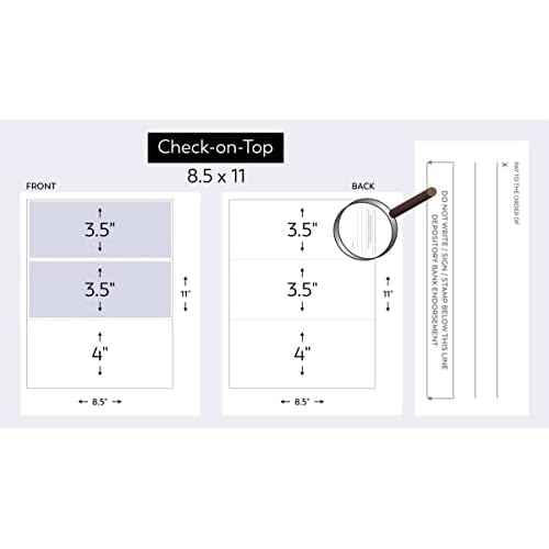 500 Blank Check Stock - Check on Top Art Deco- Paper Weight # 70"High Security" Check Paper Dark Blue Art Deco