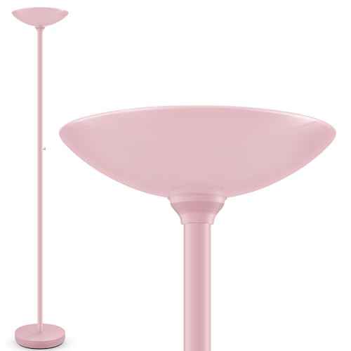 30W Pink Torchiere Floor Lamp, 3600LM Super Bright LED Pole Lamp, 71Inch Tall Stepless Dimmable Torch Lamp, 1Inch Thick Metal Tube, Rotary Switch, Modern Standing Lamp for Living Room/Bedroom/Office