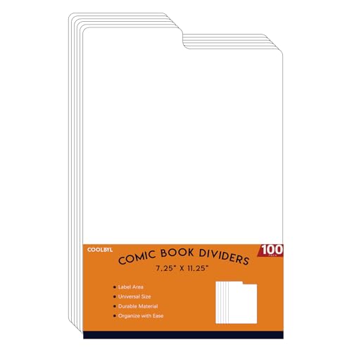 Comic Book Dividers 100ct ? Premium Organizers for Comic Collections, Durable Archival Comic Book Dividers with Tab, Perfect Size for Storage Box