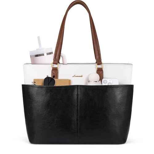LOVEVOOK Laptop Tote Bag for Women, 17.3 inch Laptop Work Bags for Teacher with Cup Holder
