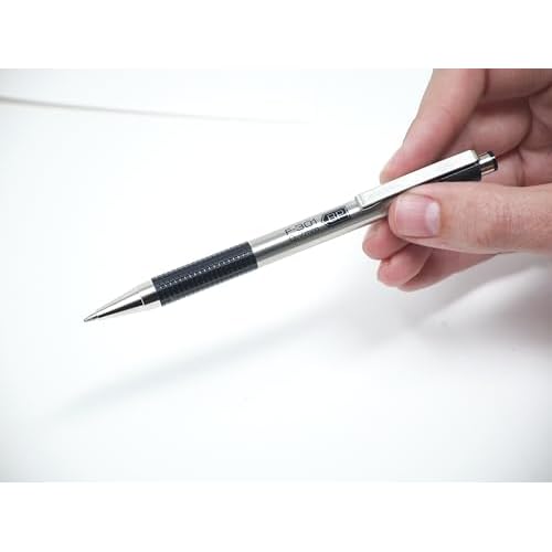 Zebra Pen F-301 Retractable Ballpoint Pen, Stainless Steel Barrel, Fine Point, Black Ink, 18-Pack (27118)