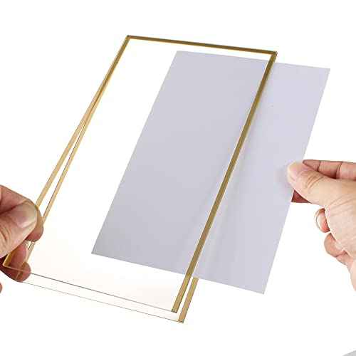 Acrylic Gold Sign Holder,Wedding Table Numbers Picture Frames, Double Sided Menu Holders Picture Frames for Restaurants, Home, Photo Frames, Store (5" x 7"- 24 Pack)