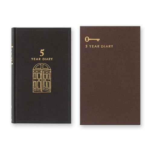 Midori 12396006A Diary, For 5 Year Rows, Door, Black, With Buver