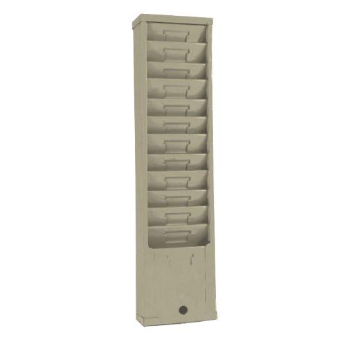 Time Card Rack, Metal, Anthem Model 158H. 12 Slots/Pockets-Black