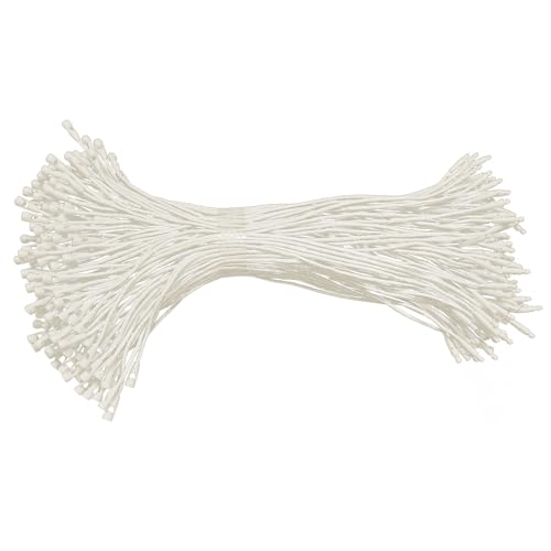 SATONBEYI 200Pcs 1.5mm Beige Waxed Cotton Hang Tag Fasteners, 7.5" Loop Lock Pins