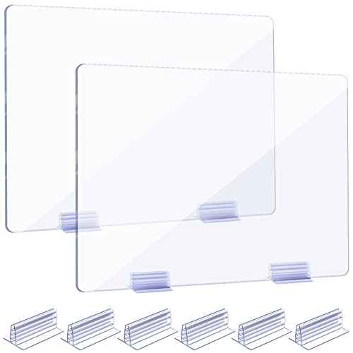 Weysat 6pcs Counter Desk Acrylic Panels Holder and 2 Pcs Acrylic Desk Divider Partition for Business, Office, School 24 x 16 Inches, Fasten Panels from 1/ 8 Inch to 1/ 4 Inch Thick