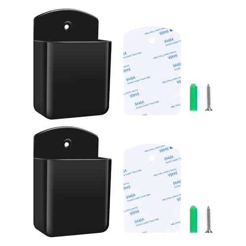 2 PCS Remote Control Holders Wall Mount, Self Adhesive TV Air Conditioner Remote Control Holder, Wall Mount Storage Box Organizer Wall Pen Holder Storage for Home Office School (Black, 2)