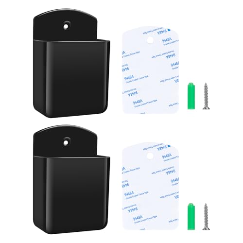 Aecsze Black Wall-Mount Remote Holders 2-Pack Self-Adhesive Organizer for TV & AC Remotes