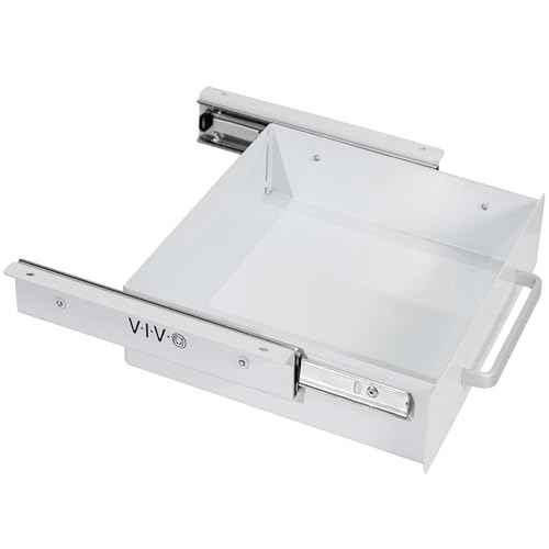 VIVO 13 inch Under Desk Slide Out Storage Organizer, Pull Handle Drawer, White, DESK-DR1H-W