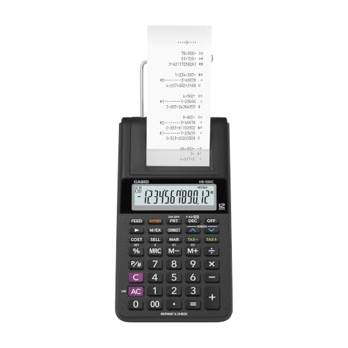 Casio HR-10RC Mini Desktop Printing Calculator - Black, Business & Office