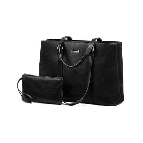 LOVEVOOK Laptop Tote Bag for Women,Work Tote with Wristlet,PU Leather Computer Bag for Teacher,Office, Daily