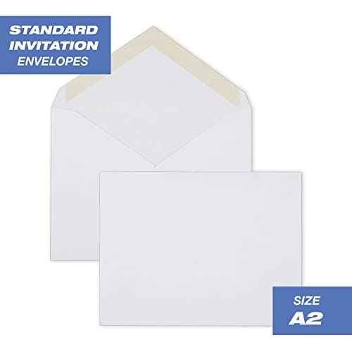 Mead A2 Invitation Envelopes, 4-3/8" x 5-3/4", Gummed Closure, White Woven Premium 24-lb Paper Mailing Envelopes, 100 Count (CO198)