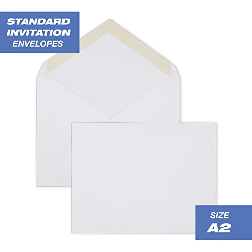 Mead A2 Invitation Envelopes Pack of 100, 4-3/8 x 5-3/4, Gummed Closure, White Woven