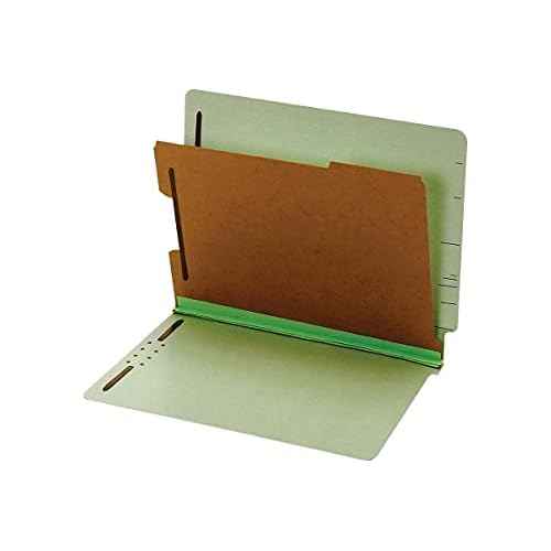 Pendaflex Pressboard End-Tab Classification Folders, Letter Size, 1 Divider, 1.75" Expansion, Light Green, Straight Cut, 10/BX (23214)