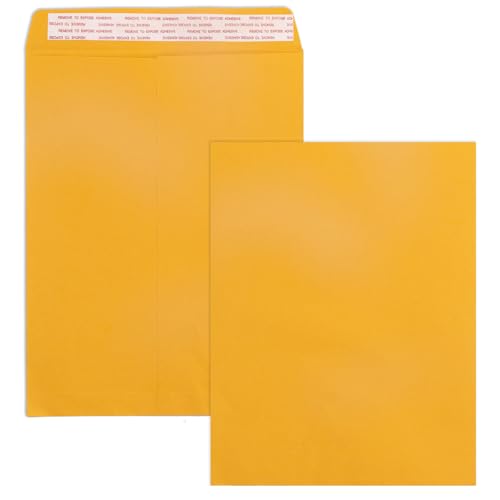 Yellow Manilla Envelopes 10x13 Inches, Pack of 100, Self-Sealing Office Mailers