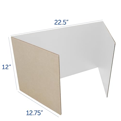 Flipside Products 12¡±x 48¡± White Study Carrels, Privacy Boards, Student Privacy and Focus Booth for The Classroom, Desk Divider Cubby for Tests, Made in USA - 24 Pack