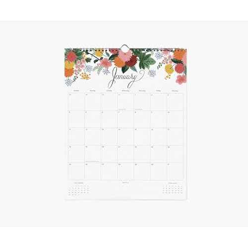 RIFLE PAPER CO. Appointment Calendar, Dated for the Months of January - December 2026, Space for Everyday and Monthly Notes, Remember Birthdays & Anniversaries (15" L x 12" W), Dahlia