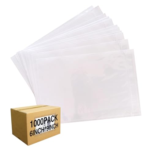 1000 Pack Clear Self-Adhesive Packing List Envelopes 6x9 Shipping Pouches