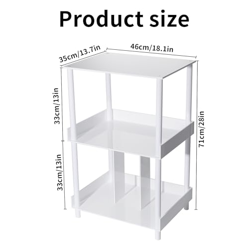 Antilope 18x14 White Acrylic Record Player Stand with Vinyl Storage, 3 Tiers Turntable Stand Holder Up to 200 Albums, Large Record Player Table Cabinet Organizer for Living Room Bedroom Corner