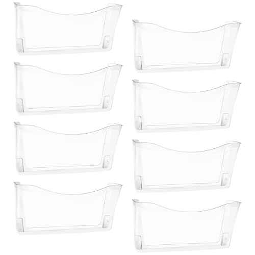 EASEPRES 8 Pack Clear Single Pocket Hanging File Organizer, Plastic Wall Mount Paper Mails Magazines Holder, Mounted Folder Bins for Office, School and Home, 13.85x3.14x6.88 inches