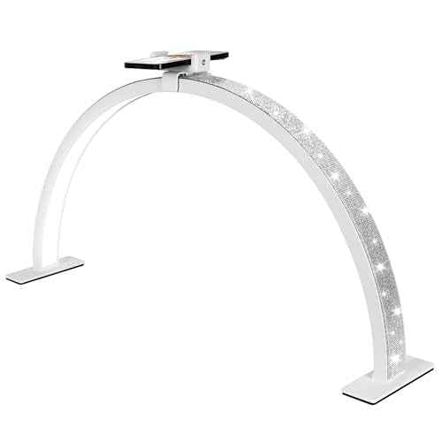 29in Half Moon Light for Nail Desk, 2700K-5600K, Tattoo Lighting Lamp, Nail Desk Lamp, Eyelash Light, Salon&Home, White(Crystal Diamond)