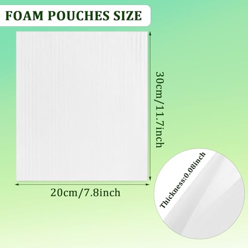 100 Pack Foam Pouches 8x12in, Cushion Wrap for Moving