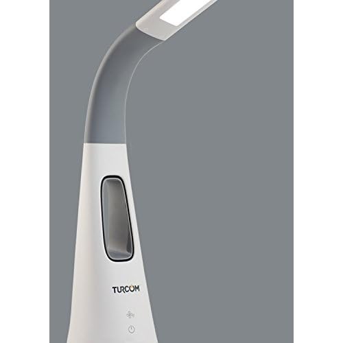 Turcom LED Desk Lamp with Fan, Cool Breeze Lamp with Bladeless Fan with Adjustable Neck, 3 Speeds and 5 Brightness Levels, White