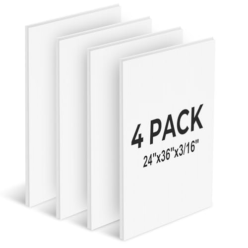 24¡¿36¡¯¡¯ White Poster Board, 3/16 Inches Thick Corrugated Plastic Board, Large Blank Board for Sign, School Projects,Craft,Art, 4 Pack