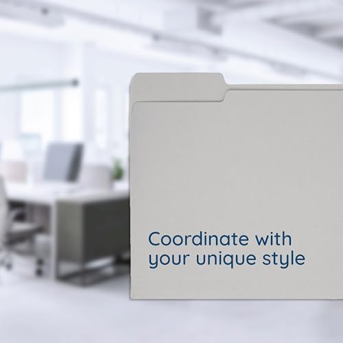 100 Blue Summit Supplies Gray File Folders Letter Size - Durable 11pt Grey Folders, 1/3 Cut 3 Tabs Gray Folders, Holds Letter Size Documents