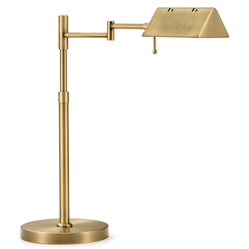 VONLUCE LED Desk Lamp, Adjustable Industrial Style Metal Table Lamp, Dimmable Reading Lamp for Living Room Bedroom Office, Antique Gold