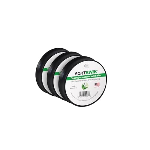 LEE 10083 Sortkwik Fingertip Moistener with Aloe ? Non-Toxic, Odorless Grip Enhancer for Paper Sorting and Money Counting ? 3/8 oz, Clear (Pack of 3)