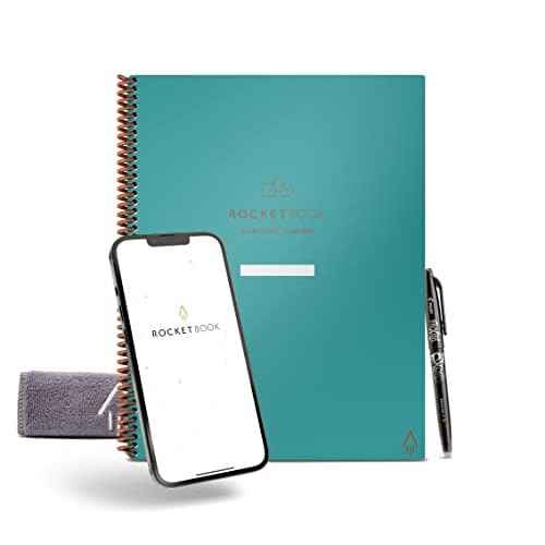 Rocketbook Smart Reusable Notebook, Academic Planner with 13 Page Types, Teal, (8.5" x 11")