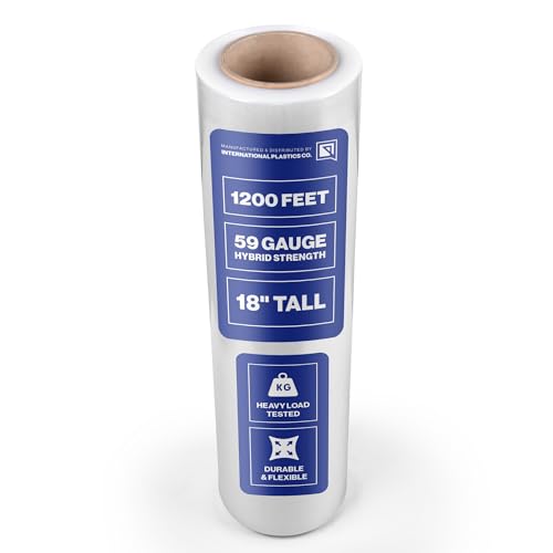 International Plastics Co. 18" x 1200 ft Plastic Stretch Film Wrap - 500% Stretch, Clear, 1 Pack / 17" Styles