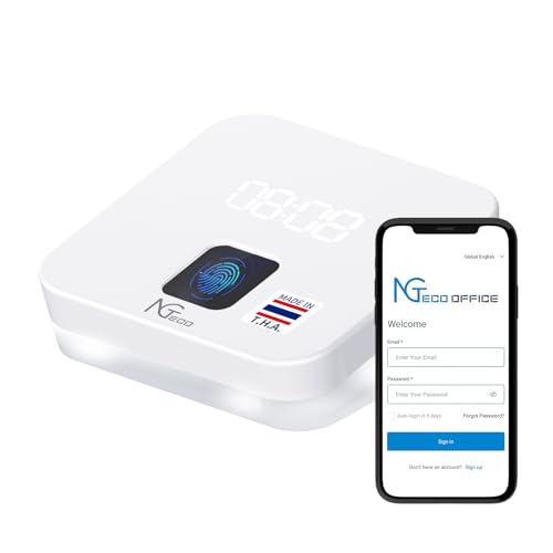 NGTeco Ivory Cloud Time Clock for Employees, Remote Fingerprint Attendance System, App & Software, 2.4G WiFi, No Monthly Fee