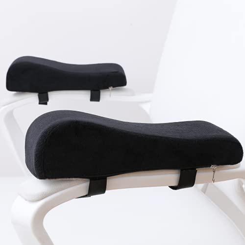 LargeLeaf Black Velvet Ergonomic Armrest Pads – Memory Foam Elbow Cushions (2-Pack) for Office & Gaming Chairs